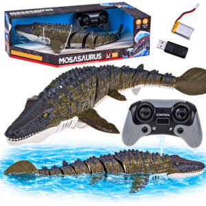 Nuotoliniu būdu valdomas vandens dinozauras Mosasaurus, plaukiojantis ir purškiantis vandenį, 40 cm RC0801