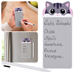 Magnetinis CAT šaldytuvo užrašų bloknotas, daugkartinio naudojimo rašymo lenta su rašikliu ZA6461