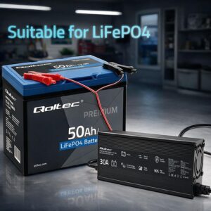 Qoltec 52672 12 V LiFePO4 akumuliatorių įkroviklis | 30 A | PF 0.9 - Image 2