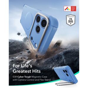 ESR CYBER TOUGH DĖKLAS SU STOVU IR MagSafe iPhone 17 Pro Max / 18 Pro Max ŠVIESIAI MĖLYNAS - Image 2