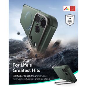 ESR CYBER TOUGH DĖKLAS SU STOVU IR MagSafe iPhone 17 Pro Max / 18 Pro Max ŽALIAS - Image 2
