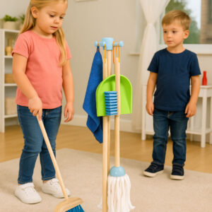 Medinis valymo rinkinys vaikams: šluota, šluostė ir semtuvėlis, 7 dalys ECOTOYS - Image 3
