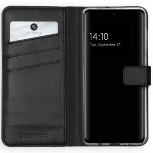 Selencia natūralios odos atverčiamas dėklas, skirtas Samsung Galaxy A51 - Juodas