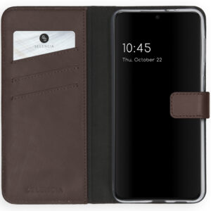 Selencia natūralios odos atverčiamas dėklas, skirtas Samsung Galaxy S21 Plus – rudas