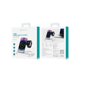 Devia belaidis įkroviklis 3in1 Smart 15W baltas su lempa - Image 2