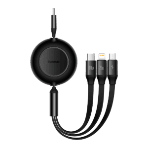 Baseus laidas Bright Mirror 2 3in1 USB – micro USB + Lightning + USB-C 1,1m 100W juodas ištraukiamas