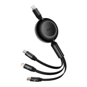 Baseus laidas Bright Mirror 2 3in1 USB – micro USB + Lightning + USB-C 1,1m 100W juodas ištraukiamas - Image 2