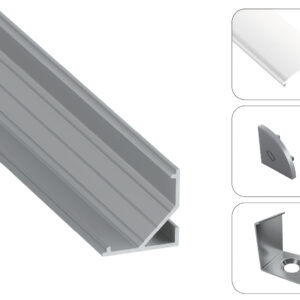 LED profilio komplektas ARRE kampinis, aliuminis, anoduotas, matinis dangtelis 3 m