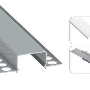 LED profilio komplektas HORST priglaistomas platus, aliuminis, anoduotas, baltas dangtelis  2.02 m