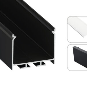 LED profilio komplektas NORS paviršinis/pakabinamas, juodas, anoduotas, matinis dangtelis 2.02 m