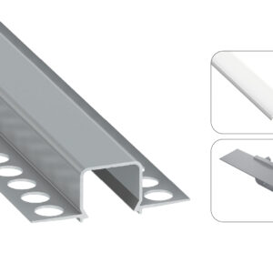 LED profilio komplektas MOSSO priglaistomas siauras, aliuminis, anoduotas, baltas dangtelis  2.02 m