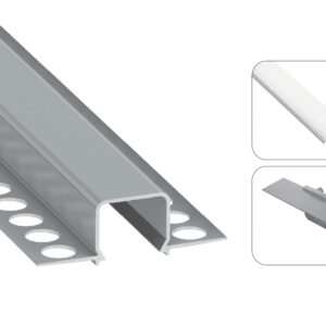 LED profilio komplektas MOSSO priglaistomas siauras, aliuminis, anoduotas, baltas dangtelis 3 m