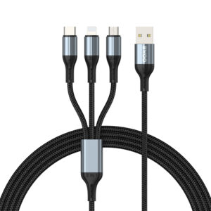 BWOO 3-in-1 laidas USB – USB-C, Lightning, Micro USB 1m 3A X274 juodas