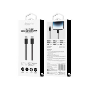 Devia laidas Smart EC325 PD USB-C - USB-C 1,0 m 60W 3A juodas - Image 3