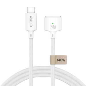 TECH-PROTECT MMC01 ULTRABOOST MAGNETINIS MACBOOK KABELIS USB-C Į MagSafe 3 140W 300CM BALTAS