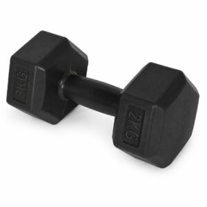 Šešiakampių hantelių rinkinys 2x2 kg treniruočių svoriai fitneso hanteliai juodi MOVEPRO - Image 4