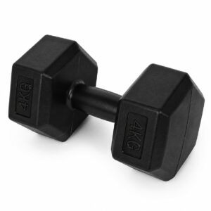 Šešiakampių hantelių rinkinys 2x4 kg treniruočių svoriai fitneso svoriai juodi MOVEPRO - Image 4