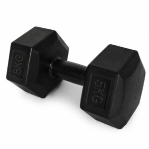 Šešiakampių hantelių rinkinys 2x5 kg treniruočių svoriai fitneso svoriai juodi MOVEPRO - Image 4