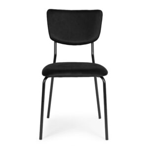 4 aksominių kėdžių komplektas valgomajam ir svetainei, juodos spalvos, ModernHome - Image 4