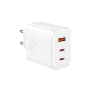 Baseus sieninis įkroviklis Cube Pro PD 65W 2x USB-C 1x USB baltas - Image 2