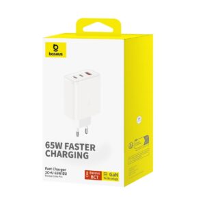 Baseus sieninis įkroviklis Cube Pro PD 65W 2x USB-C 1x USB baltas - Image 5