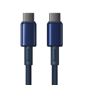 Baseus Tungsten Gold greitojo įkrovimo duomenų kabelis Type-C į Type-C 100W 2m Deepsea Blue
