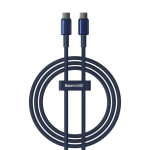 Baseus Tungsten Gold greitojo įkrovimo duomenų kabelis Type-C į Type-C 100W 2m Deepsea Blue - Image 4