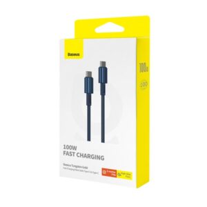 Baseus Tungsten Gold greitojo įkrovimo duomenų kabelis Type-C į Type-C 100W 2m Deepsea Blue - Image 6