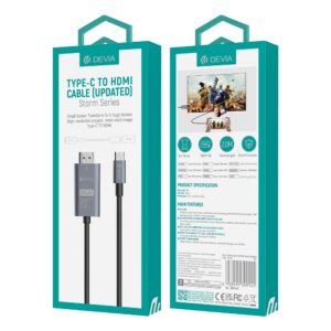 Devia kabelis Storm EC084 USB-C - HDMI 4K 60 Hz 2,0 m juodas - Image 3