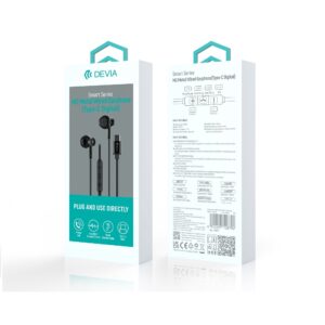 Devia laidinės ausinės Smart M2 Digital Metal USB-C juodos - Image 4