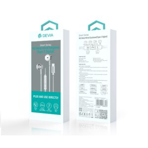 Devia laidinės ausinės Smart M2 Digital Metal USB-C sidabrinės - Image 4