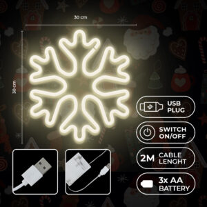 Neoninė LED KALĖDINĖ SNAIGĖ balta FLNE20 Forever Light - Image 5
