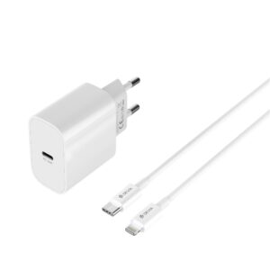 Devia sieninis įkroviklis Smart PD GaN 30W 1x USB-C baltas + laidas USB-C - Lightning - Image 2
