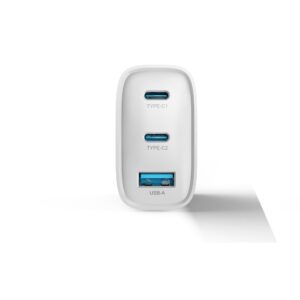 Devia sieninis įkroviklis Extreme PD GaN 65W 2x USB-C 1x USB baltas + laidas USB-C - USB-C nešiojamojo kompiuterio įkroviklis - Image 2