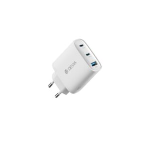 Devia sieninis įkroviklis Extreme PD GaN 65W 2x USB-C 1x USB baltas + laidas USB-C - USB-C nešiojamojo kompiuterio įkroviklis - Image 4