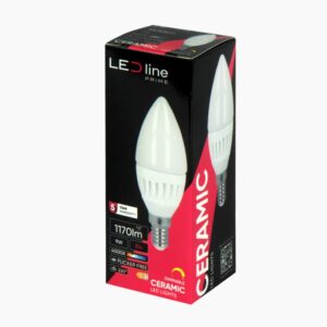 Lemputė LED E14 230V 9W 1170lm žvakės formos, šiltai balta 2700K, pritemdoma, LED line PRIME