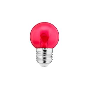 Lemputė LED E27, 230V, 1W, G45, 10lm, raudona, FILAMENT U, PC skaidri