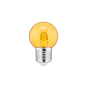 Lemputė LED E27, 230V, 1W, G45, 20lm, geltona, FILAMENT U, PC skaidri