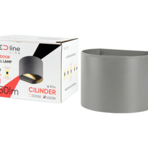 Sieninis lauko šviestuvas CILINDER, LED 2x3W, 3000K, IP54, reguliuojamo švietimo kampo, pilkas, LED line LITE