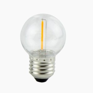 Lemputė E27 230V G45 1W, FILAMENT, šiltai balta 2700K, 50lm, plastikinė