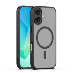 „Mag Matt“ dėklas, skirtas „iPhone 16“ 6,1", juodas, su apsauga kamerai