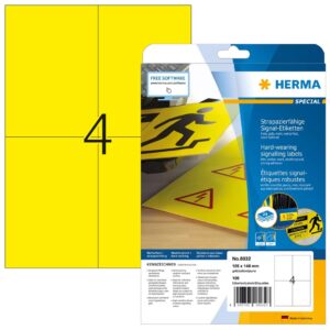 HERMA 8032 etiketė spausdinimui Geltona Lipni spausdintuvo etiketė - Image 1