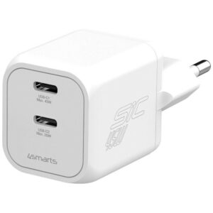 Wall charger 4smarts PDPlug SiC Dual 45W 2xUSB-C white