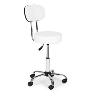 Besisukanti kėdė su atlošu, kosmetologinė, medicininė, reguliuojamo aukščio, balta, ModernHome - Image 5