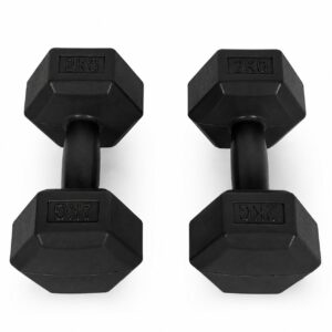 Šešiakampių hantelių rinkinys 2x2 kg treniruočių svoriai fitneso hanteliai juodi MOVEPRO - Image 5