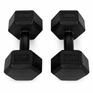 Šešiakampių hantelių rinkinys 2x4 kg treniruočių svoriai fitneso svoriai juodi MOVEPRO - Image 5