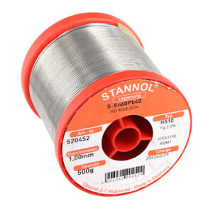 Lydmetalis Sn60Pb40 1.00mm su fliusu 2.5% HS10 500g, Stannol (tik profesionaliam naudojimui)