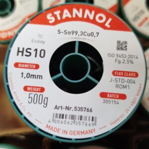 Lydmetalis Sn99.3Cu0.7 1.00mm su fliusu 2.5% HS10 500g, Stannol