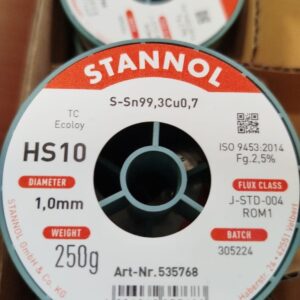 Lydmetalis Sn99.3Cu0.7 1.00mm su fliusu 2.5% HS10 250g, Stannol