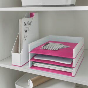 Dokumentų lentynėlė Leitz Wow Dual, A4, plastikinė, baltos/rožinės spalvos - Image 3
